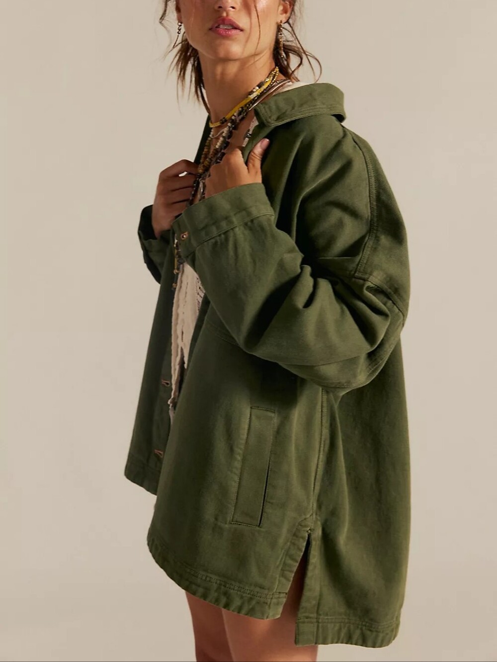 We The Free Madison City Denim Jacket in Adventurer (Olive Green)